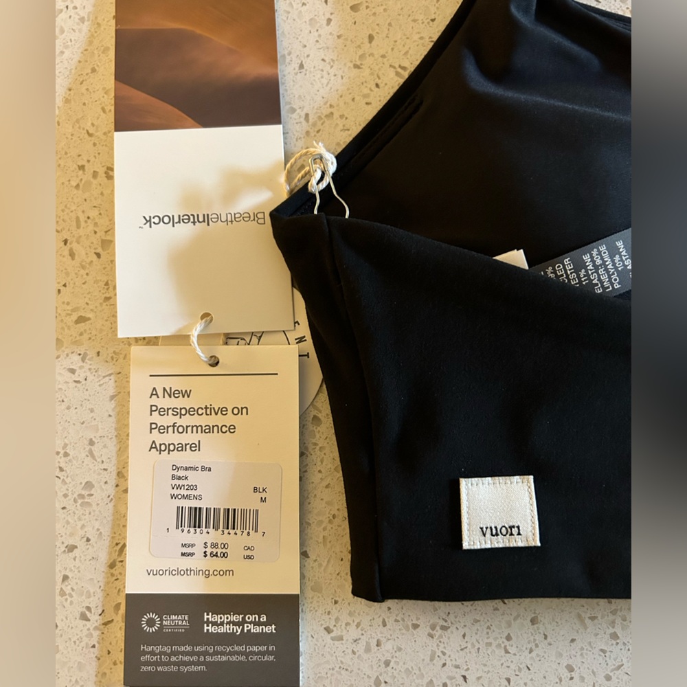 VUORI DYNAMIC BRA SIZE MEDIUM NWT BLACK - Picture 7 of 8
